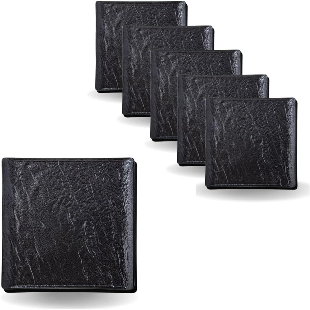 Wilmax Quadratischer Teller 17 x 17 cm 6er Set SlateStone Schwarz WL-661105/A6