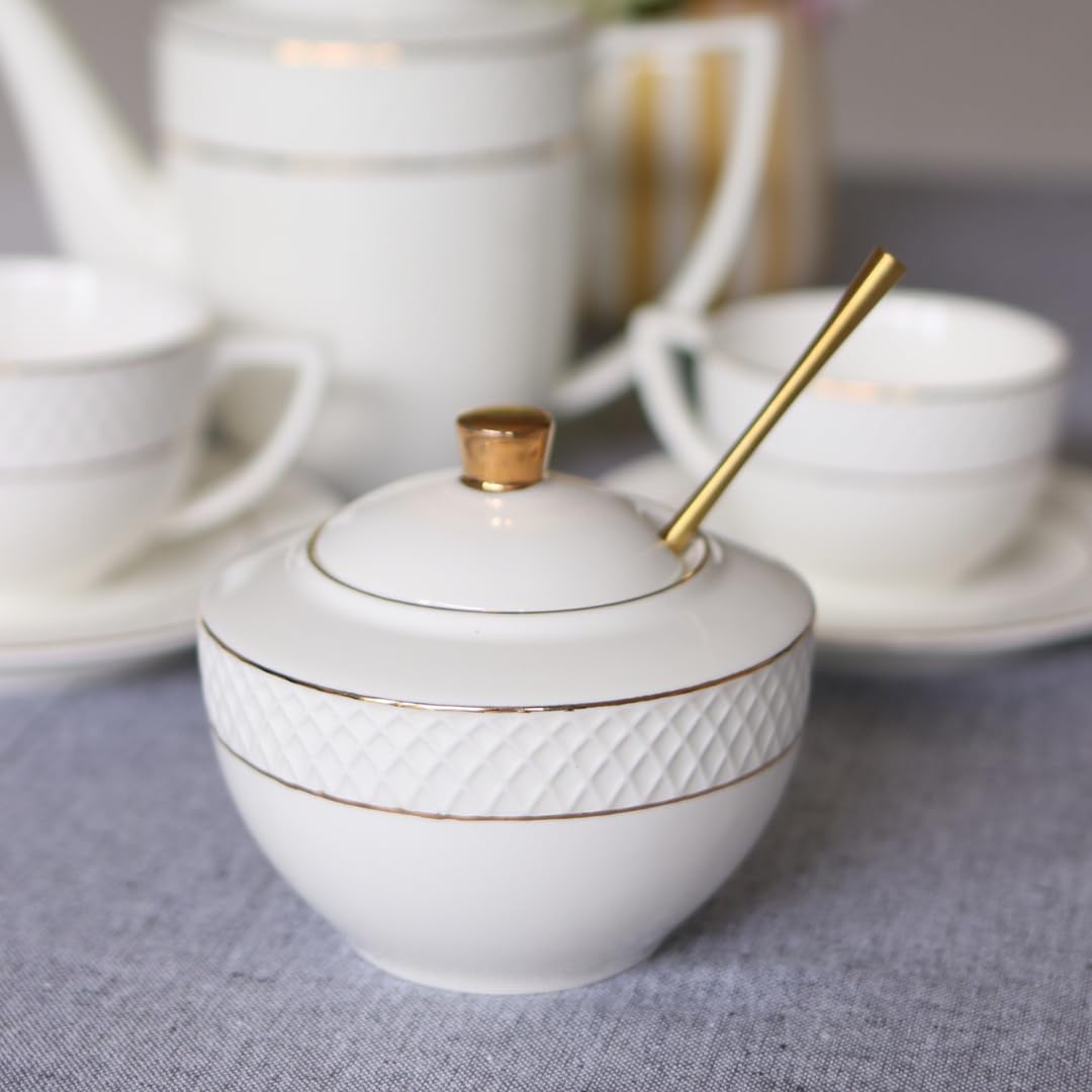 Wilmax Zuckerdose mit Goldverzierung 340 ml - Elegantes Design