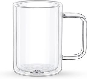 Wilmax Doppelwandiger Becher 400 ml 4er Set Borosilikatglas WL-888720/A4
