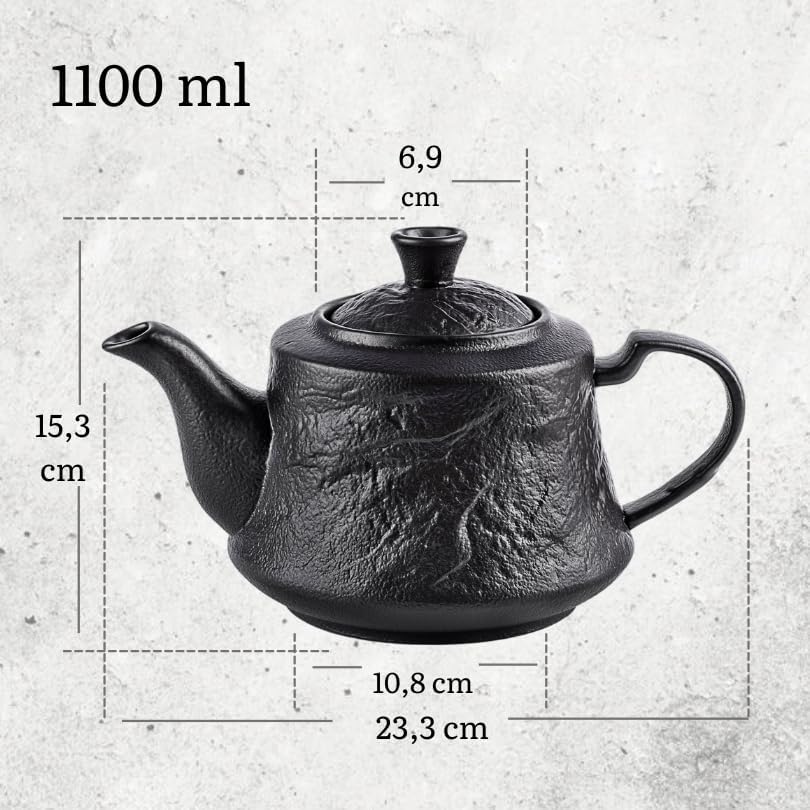 Wilmax Teekanne SlateStone Schwarz 1100 ml Porzellan