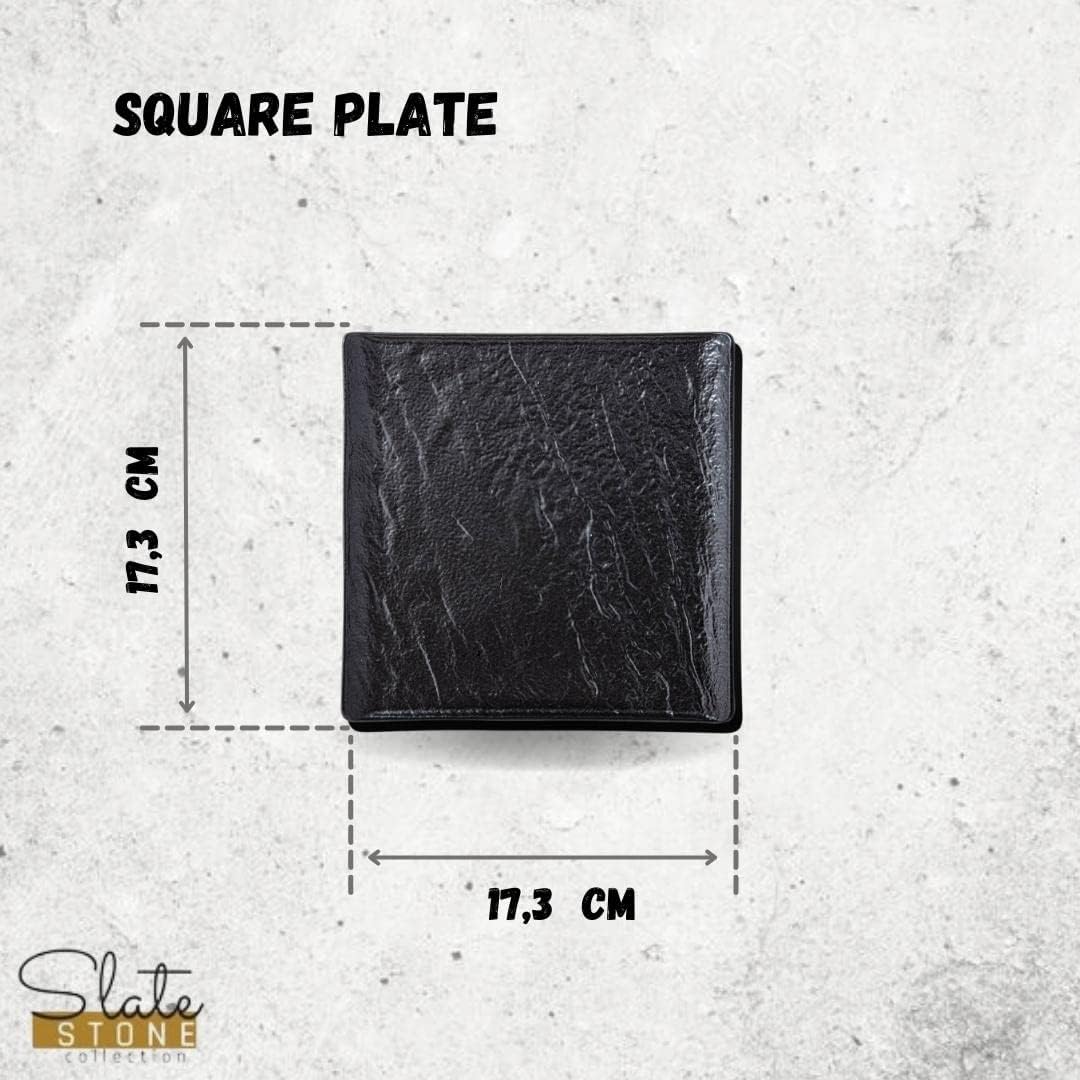 Wilmax Quadratischer Teller 17 x 17 cm 6er Set SlateStone Schwarz WL-661105/A6