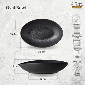 Wilmax Ovale Servierschale SlateStone Schwarz 30 x 19.5 x 7 cm Porzellan WL-661121/A