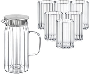 Wilmax Krug mit 6 Gläsern Glas Set WL-888219/A-888623/A6