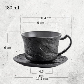 Wilmax Kaffeetassen Set mit Untertassen 180 ml 2er Schwarz WL-661151/AB2