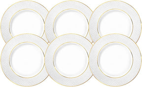 Wilmax Speiseteller 25.5 cm Weiß Goldrand Porzellan 6er Set WL-880102104/A6