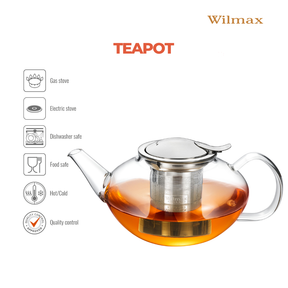 Wilmax Thermoglas Teekanne mit Edelstahlfilter