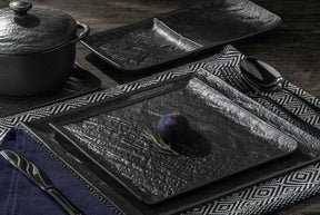 Wilmax Quadratische Platte 27 x 27 cm 2er Set SlateStone Schwarz WL-661107/A2