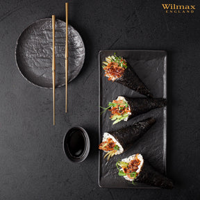 Wilmax Ovale Schale 8 x 6 x 3 cm 6er Set SlateStone Schwarz WL-661117/A6
