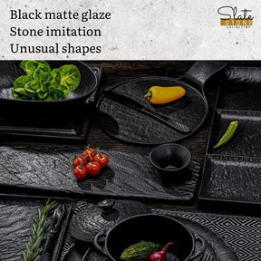 Wilmax Ovale Schale SlateStone Schwarz 13 x 10 x 6 cm Porzellan WL-661118/A