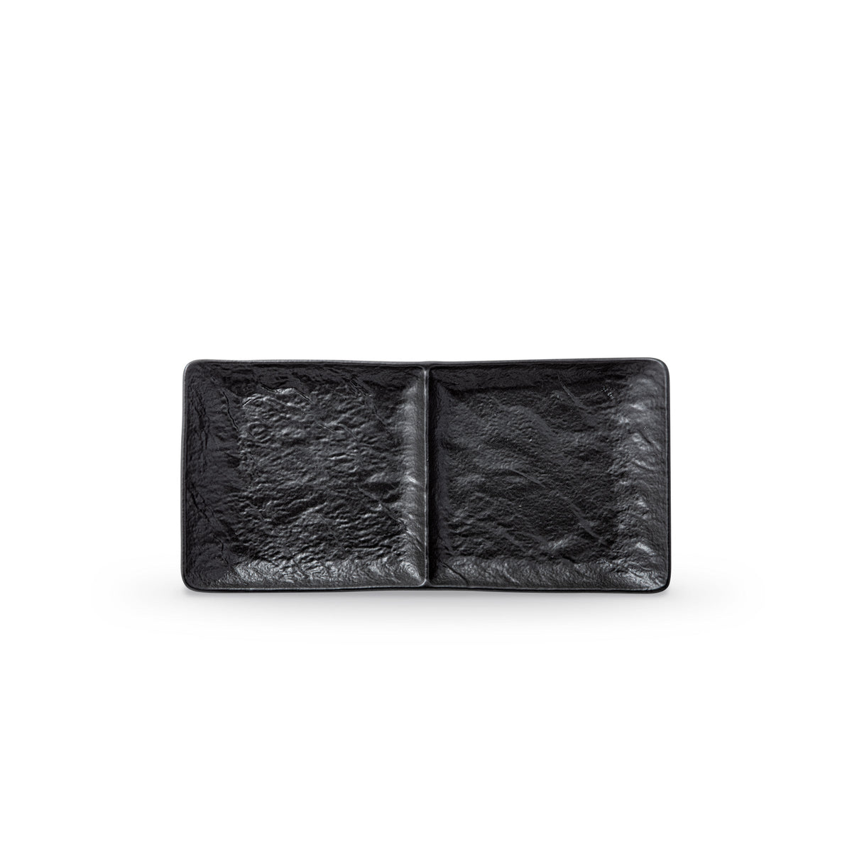 Wilmax Rechteckiger Teller mit 2 Fächern SlateStone Schwarz 27 x 13 cm Porzellan