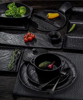 Wilmax Runde Servierplatte SlateStone Schwarz 30 cm Porzellan WL-661128/A