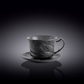 Wilmax Teetasse mit Untertasse SlateStone Schwarz 180 ml Porzellan