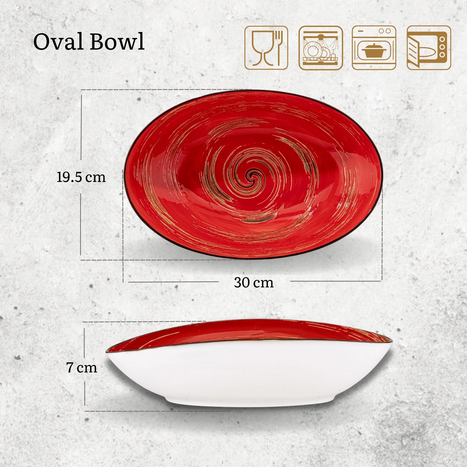 Wilmax Schale oval 30 cm Rot Porzellan WL-669241/A
