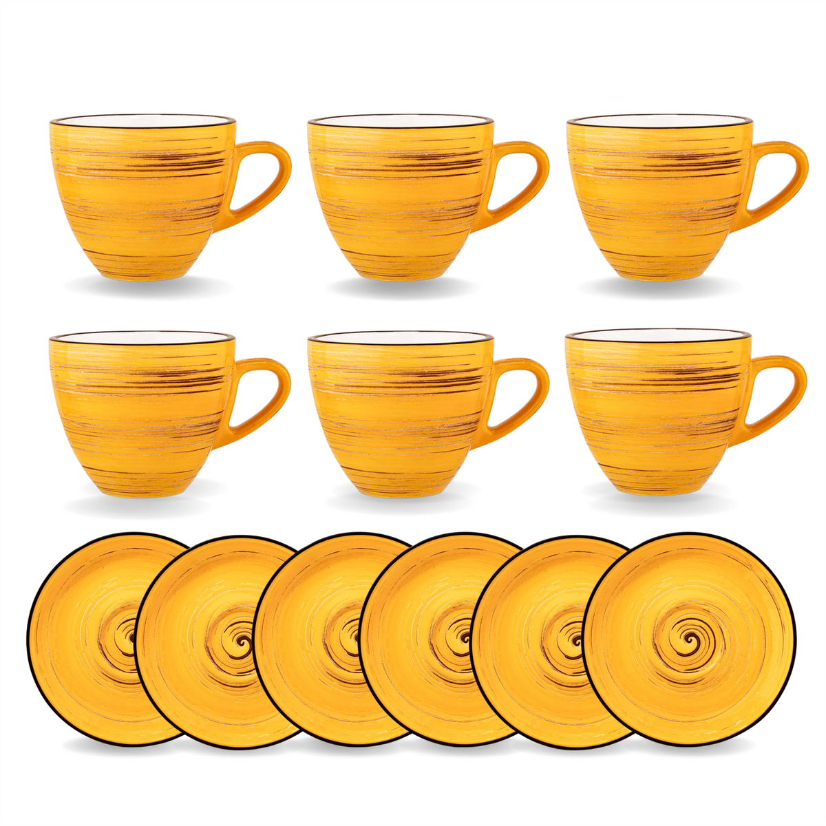 Wilmax Tasse-Untertasse 190 ml Gelb Porzellan 6er Set WL-669435/AB6