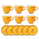 Wilmax Tasse-Untertasse 190 ml Gelb Porzellan 6er Set WL-669435/AB6