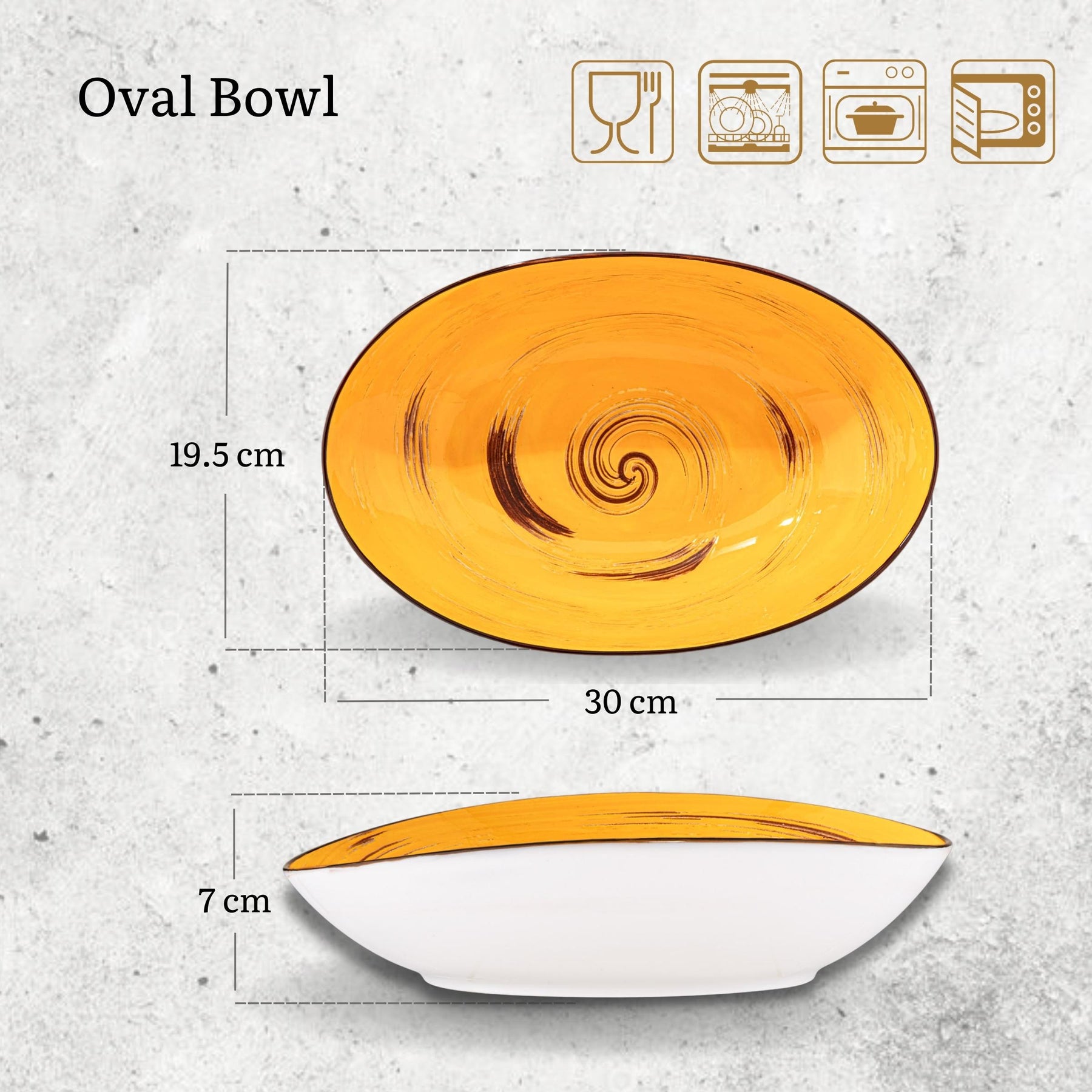Wilmax Schale oval 30 cm Gelb Porzellan WL-669441/A