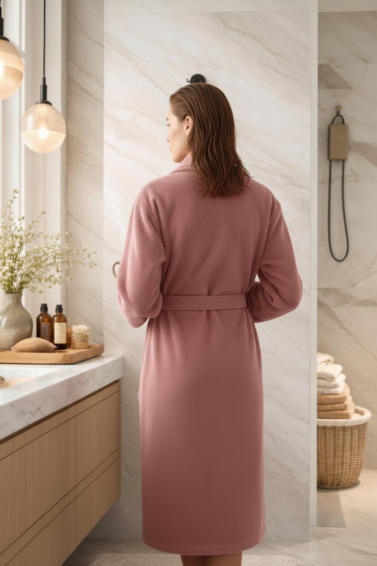 Ultraweicher Premium-Baumwollbademantel für Damen und Herren, hohes Grammgewicht - L/XL