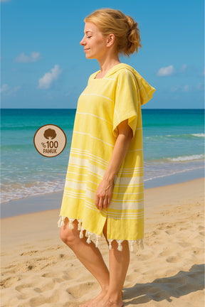 Cotton Adult Peshtemal Poncho Bathrobe Beach Towel