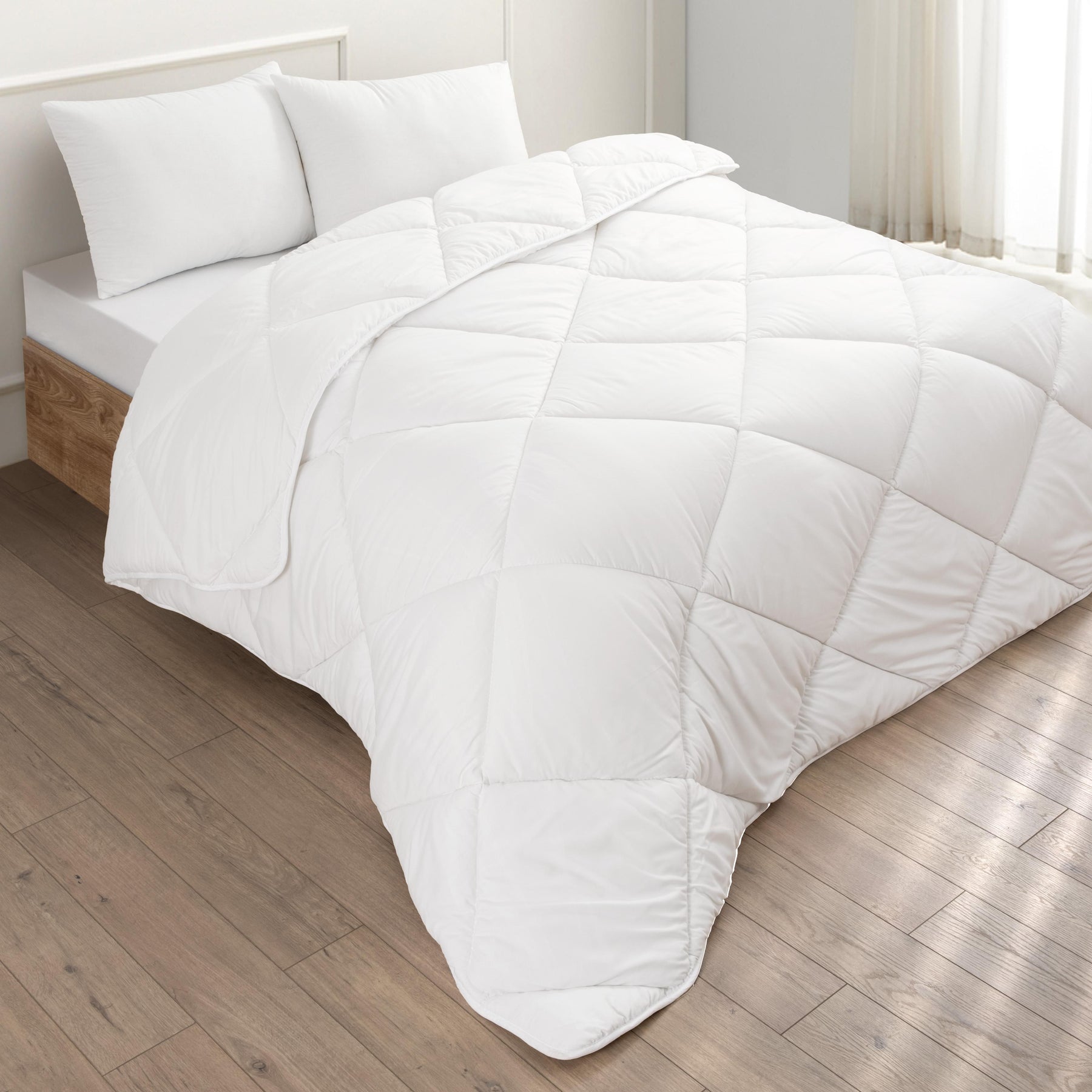 Mikrofaser-Steppdecke, weiß, weich, Kingsize (220 x 240 cm)