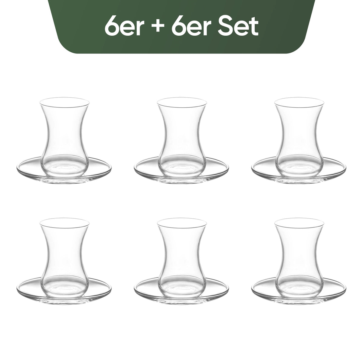 LAV Demet Teegläser & Unterteller Set – 135 ml (4 1/2 oz), 6er Set (12tlg.)