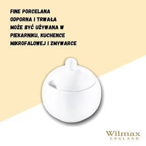 Wilmax Zuckerdose mit Deckel 300 ml Weiß Porzellan Olivia