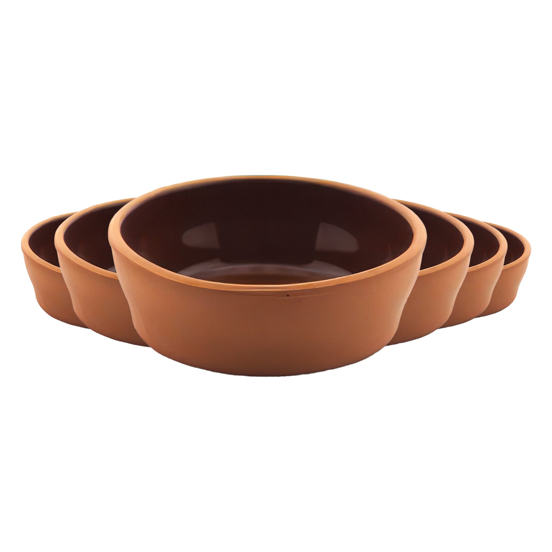 Viapot ANADOLU 6er Set - 250 ml - Innen Braun Glasiert - Terrakotta-Schalen - 12×4 cm