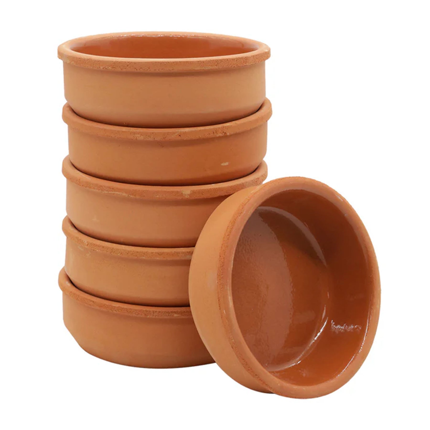 Viapot ANADOLU 6er Set - 250 ml - Innen Braun Glasiert - Terrakotta-Schalen - 12×4 cm