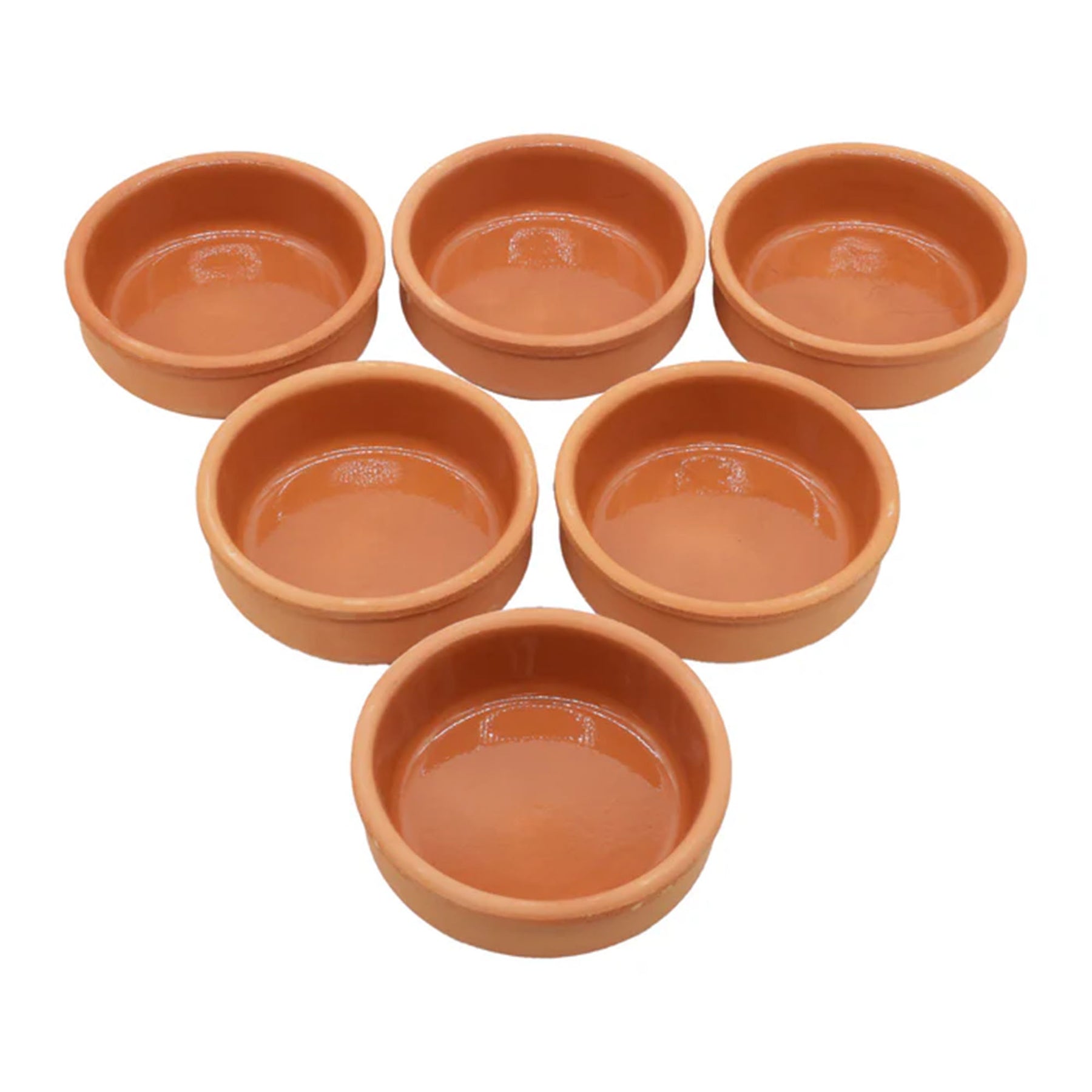 Viapot ANADOLU 6er Set - 250 ml - Innen Braun Glasiert - Terrakotta-Schalen - 12×4 cm