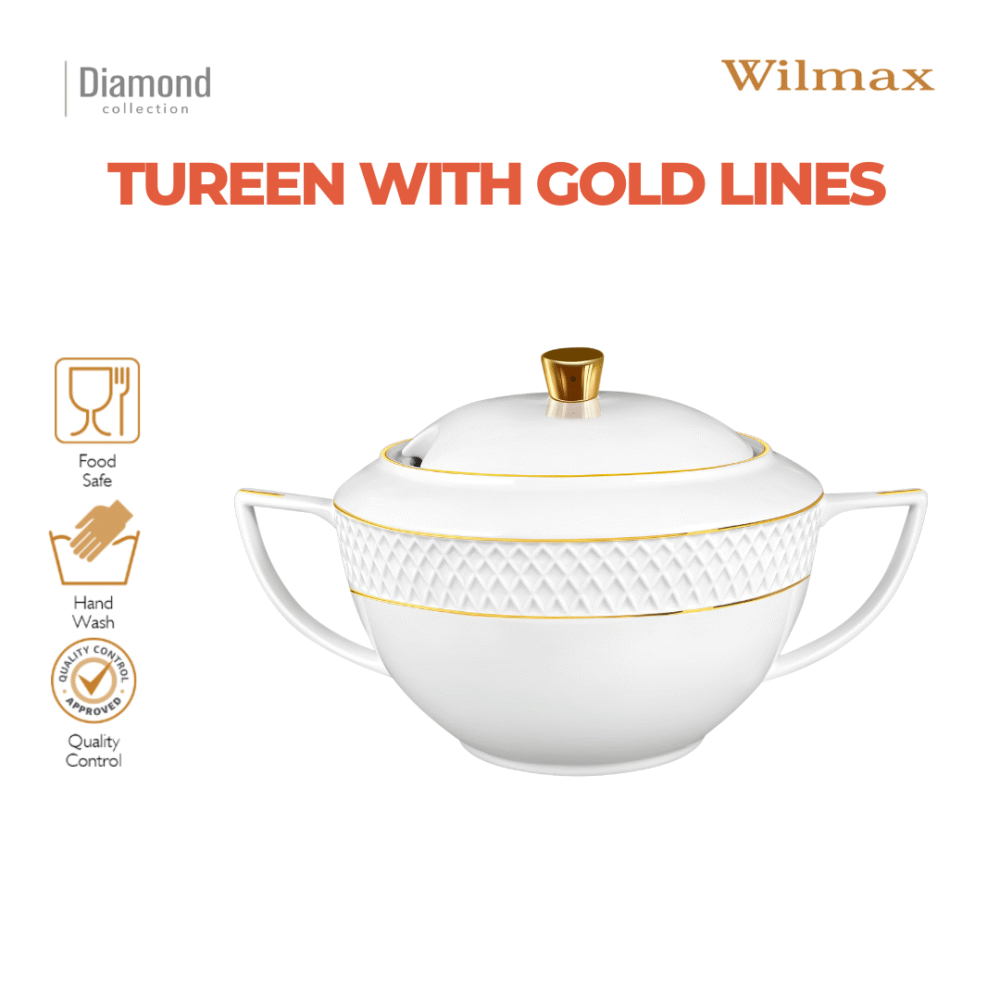 Wilmax Suppenterrine 2800 ml Weiß Porzellan mit Deckel WL-880102511/A