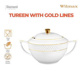 Wilmax Suppenterrine 2800 ml Weiß Porzellan mit Deckel WL-880102511/A