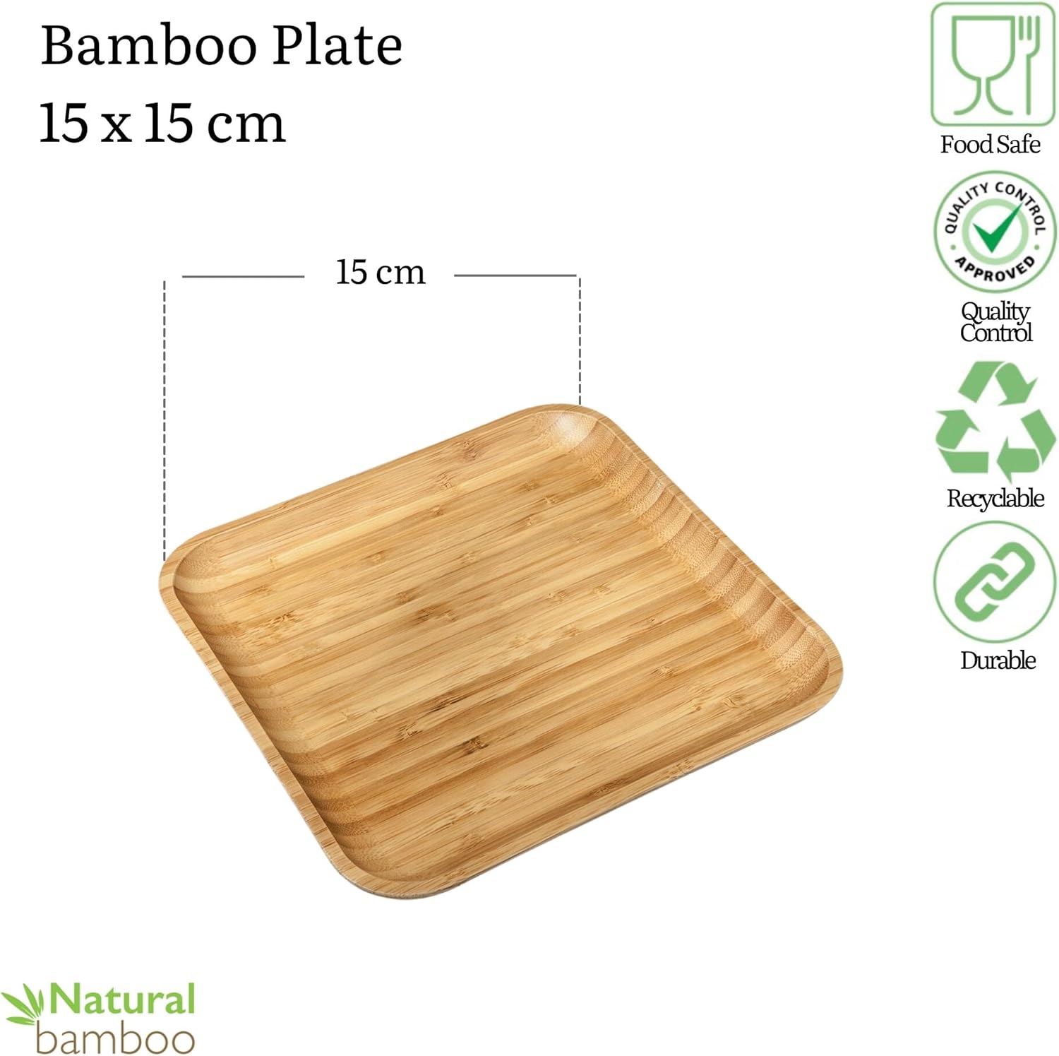 Wilmax Bambus Teller 15x15 cm Natur WL-771019/A