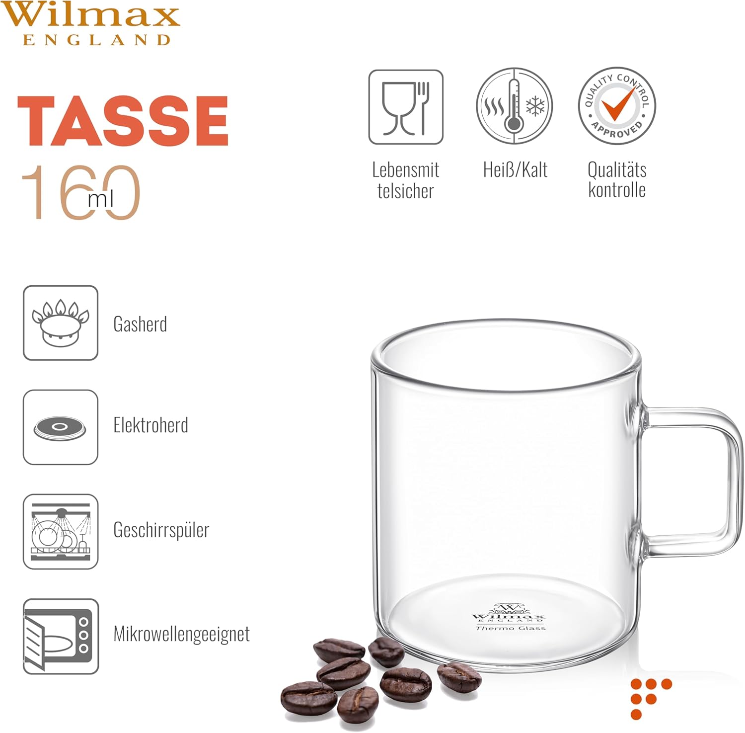 Wilmax Glasbecher 320 ml Borosilikatglas Transparent WL-888606/A