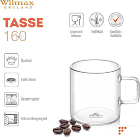 Wilmax Glasbecher 320 ml Borosilikatglas Transparent WL-888606/A