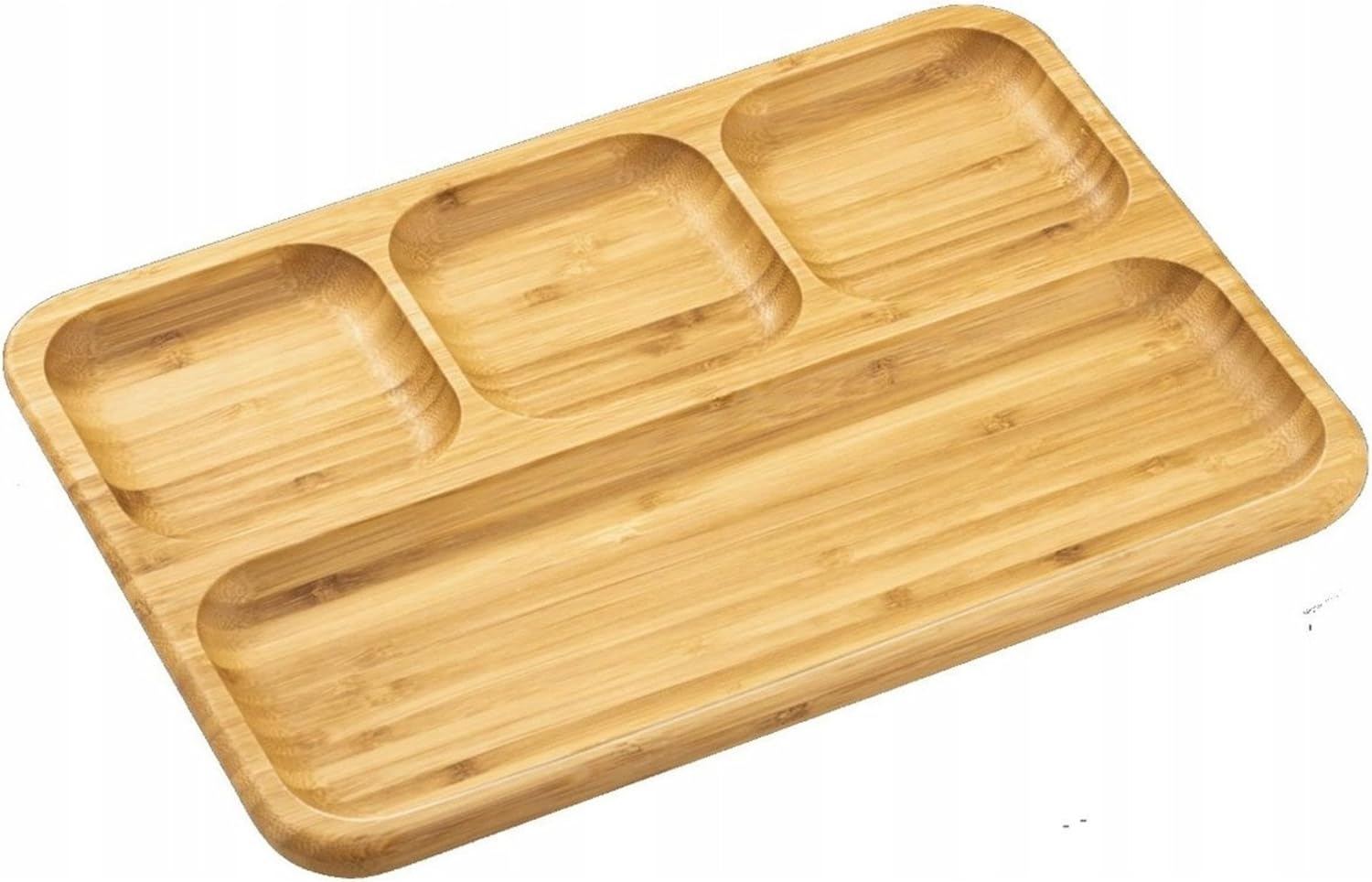 Wilmax Bambus Servierplatte 3 Fächer 33x23 cm Natur
