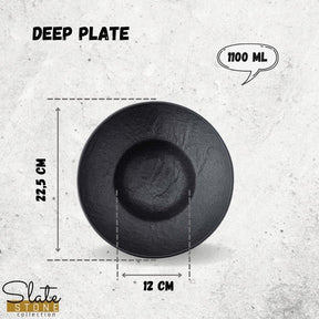 Wilmax Tiefer Teller 22.5 cm 1100 ml 2er Set SlateStone Schwarz WL-661113/A2