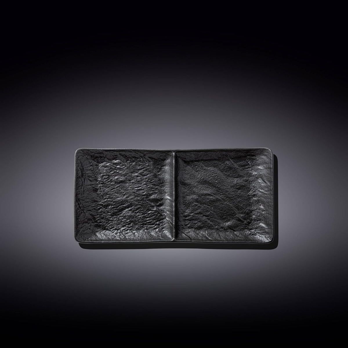 Wilmax Rechteckiger Teller mit 2 Fächern SlateStone Schwarz 27 x 13 cm Porzellan WL-661135/A