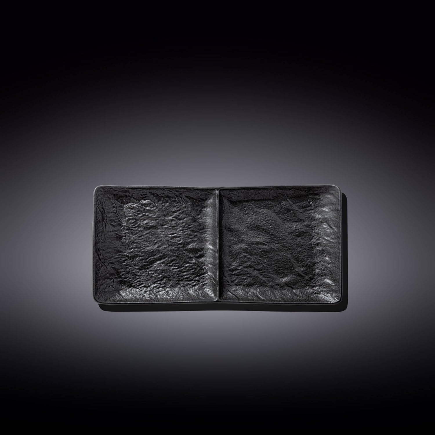 Wilmax Rechteckiger Teller mit 2 Fächern SlateStone Schwarz 27 x 13 cm Porzellan
