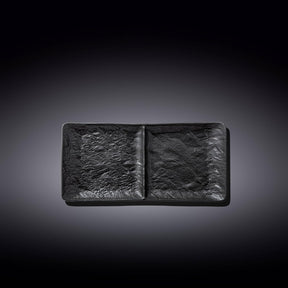 Wilmax Rechteckiger Teller mit 2 Fächern SlateStone Schwarz 27 x 13 cm Porzellan