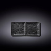 Wilmax Rechteckiger Teller mit 2 Fächern SlateStone Schwarz 27 x 13 cm Porzellan WL-661135/A