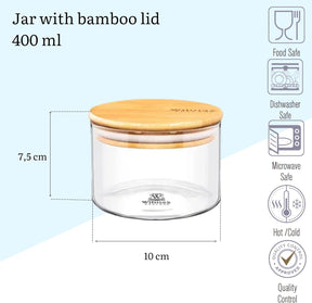 Wilmax Vorratsglas 2000 ml mit Bambusdeckel Transparent WL-888510/A