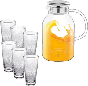Wilmax Karaffe mit 6 Gläsern Thermoglas Set WL-888214/A-888629/A6