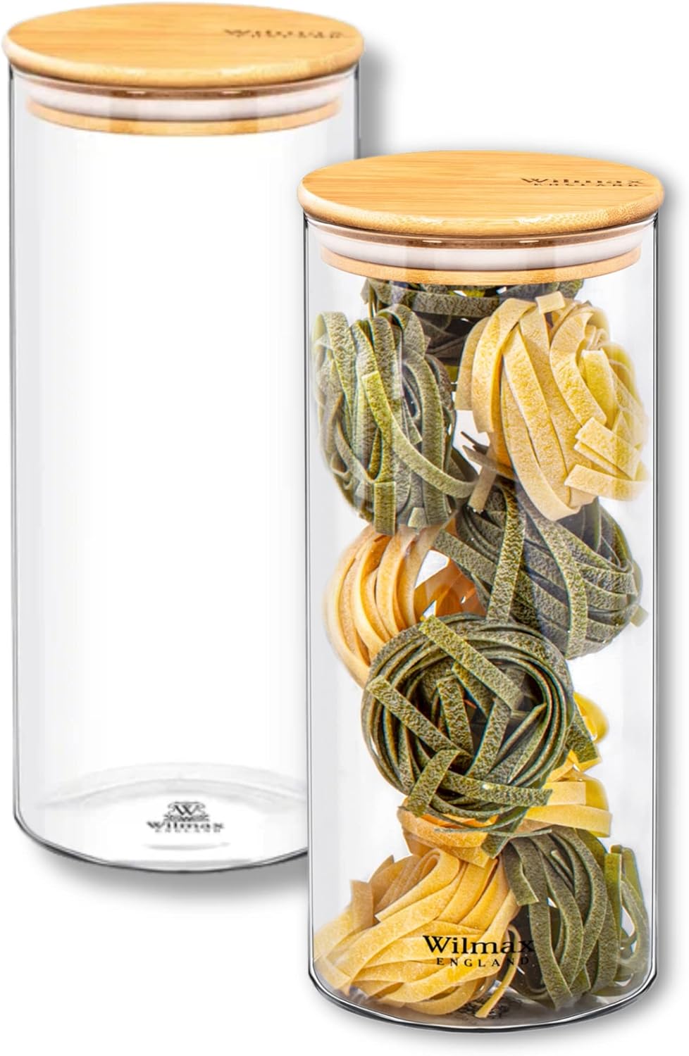 Wilmax Vorratsglas 1500 ml mit Bambusdeckel 2er Set WL-888507/A2