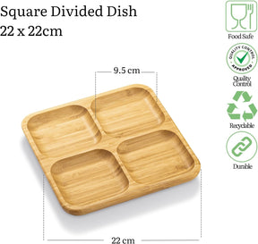Wilmax Bambus Schale 2 Fächer 22x22 cm Natur WL-771220/A