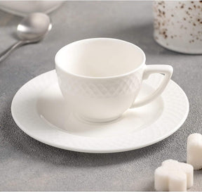 Wilmax Tasse mit Untertasse 90 ml Weiß Porzellan WL-880101400/AB