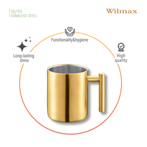 Wilmax Doppelwand Becher 350 ml Edelstahl Gold WL-517610135/A