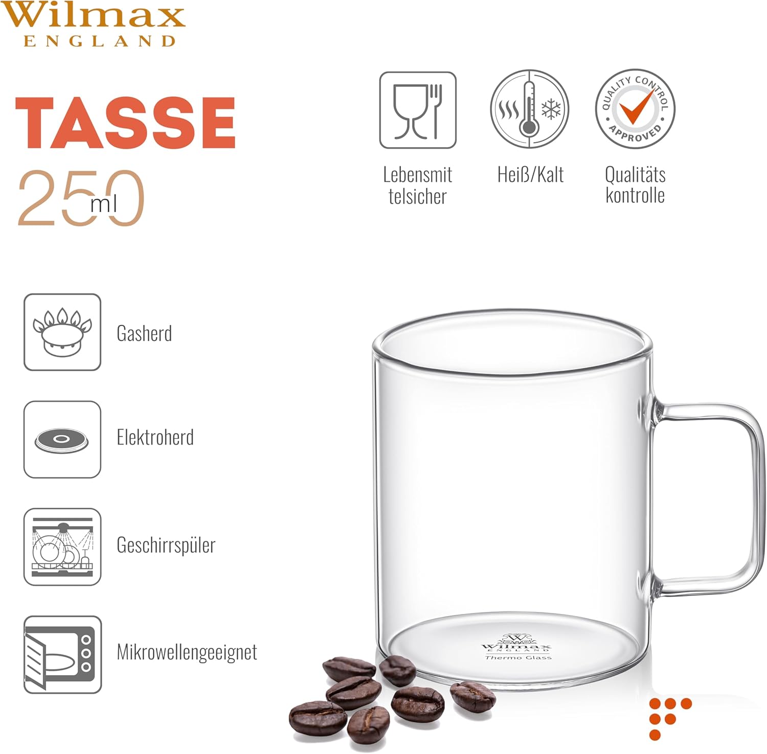 Wilmax Glasbecher 320 ml Borosilikatglas Transparent WL-888606/A