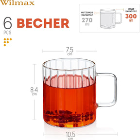 Wilmax Glas mit Henkel 550 ml Borosilikatglas WL-888618/A