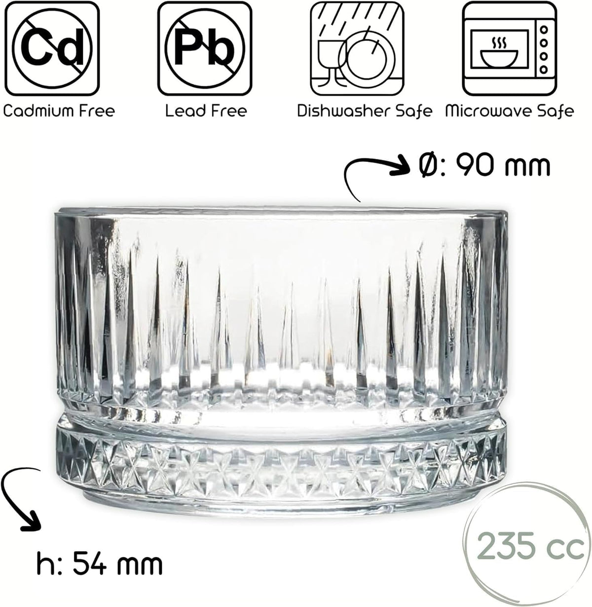 Pasabahce Elysia Stapelbare Glasschale 235 ml (7 3/4 oz) - 4-teiliges Set