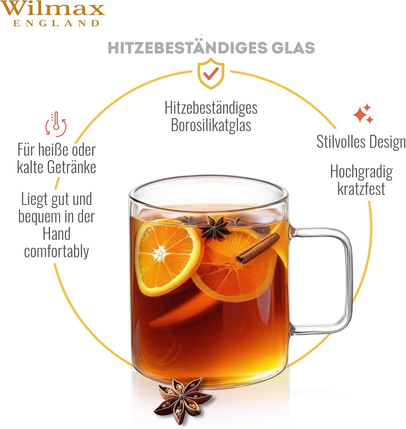 Wilmax Glasbecher 320 ml Borosilikatglas Transparent WL-888606/A