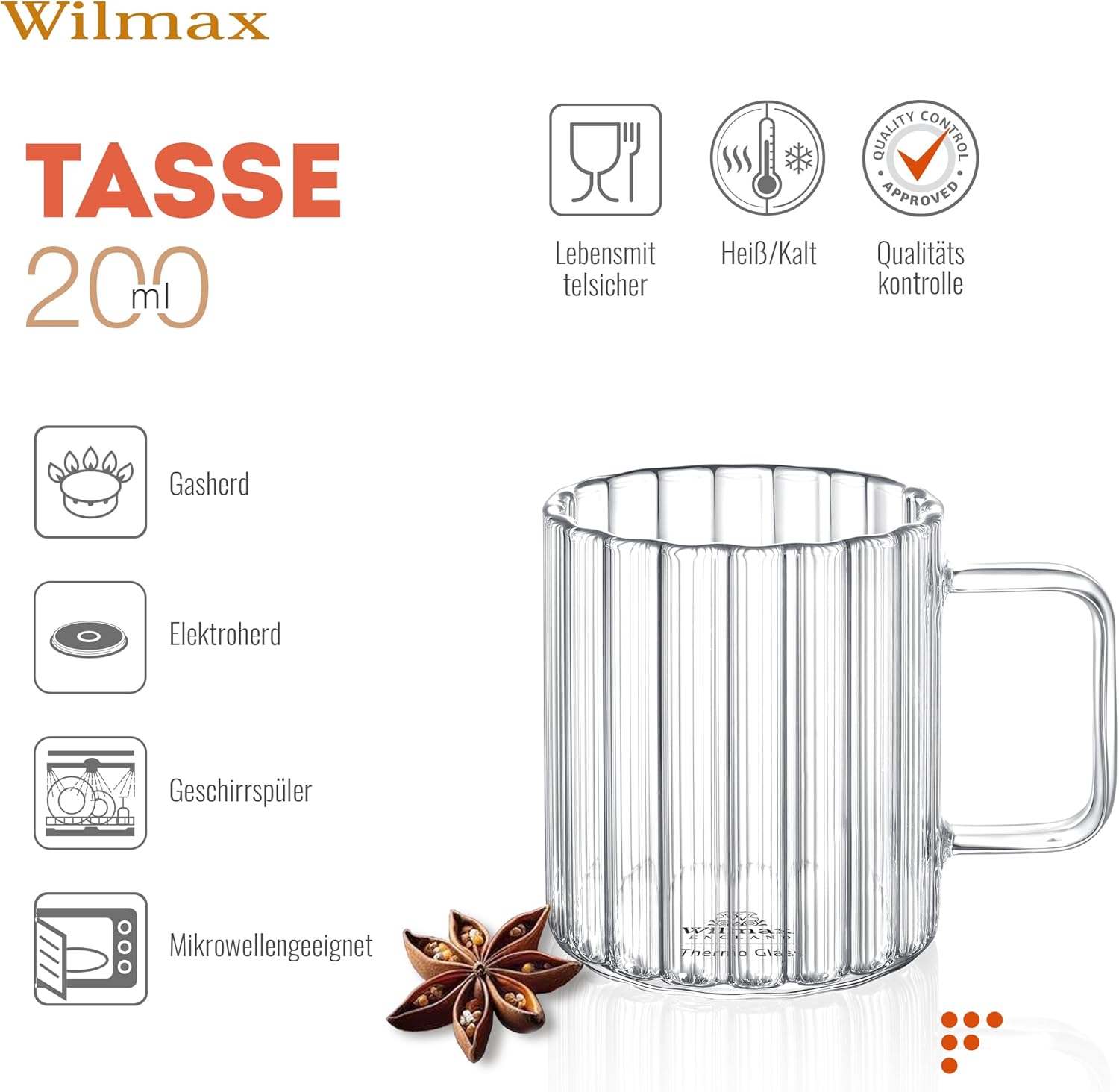 Wilmax Thermoglas Tasse 250 ml Transparent WL-888615/A